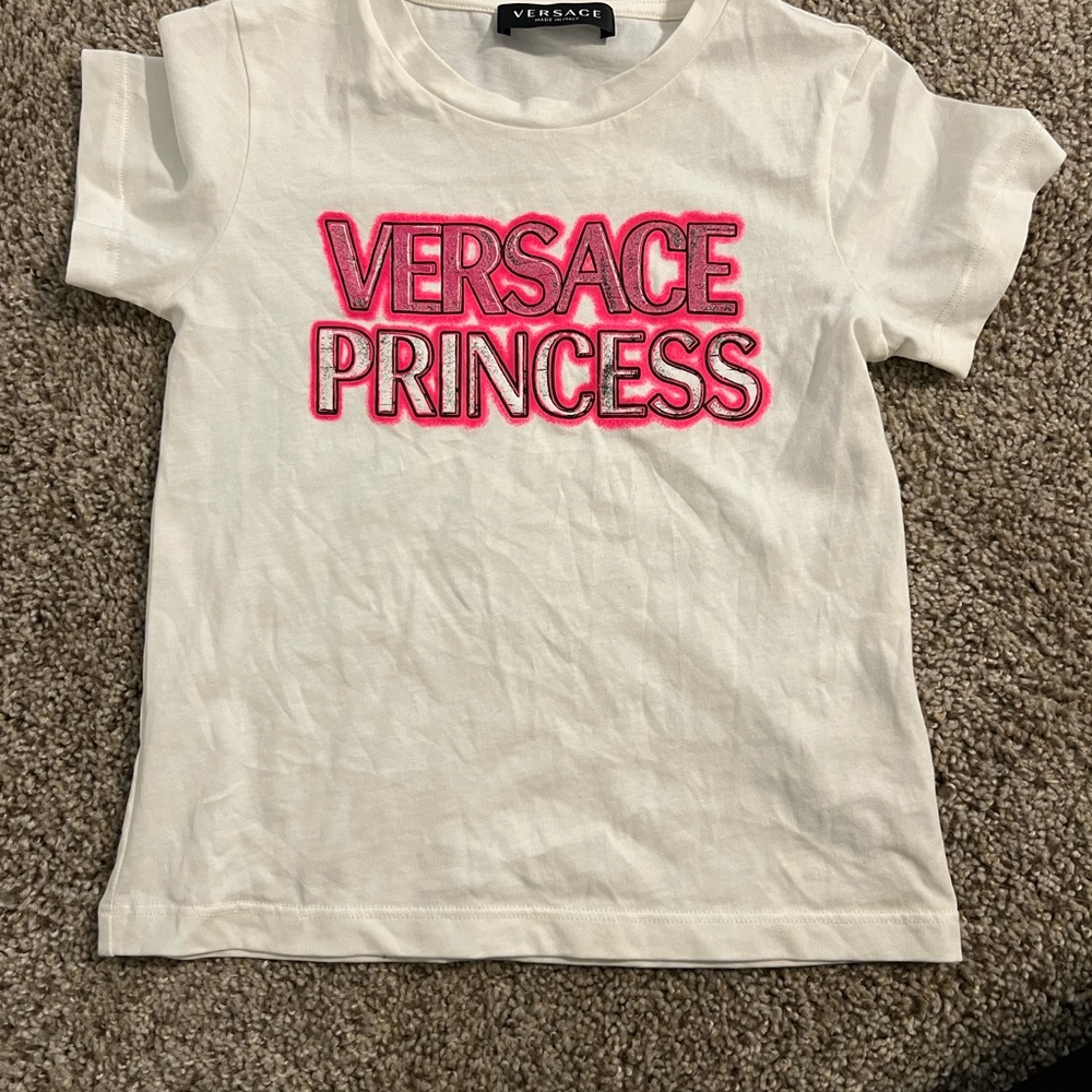 Versace White and Pink Short Sleeve Tee